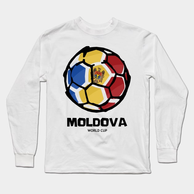 Moldova Football Country Flag Long Sleeve T-Shirt by KewaleeTee